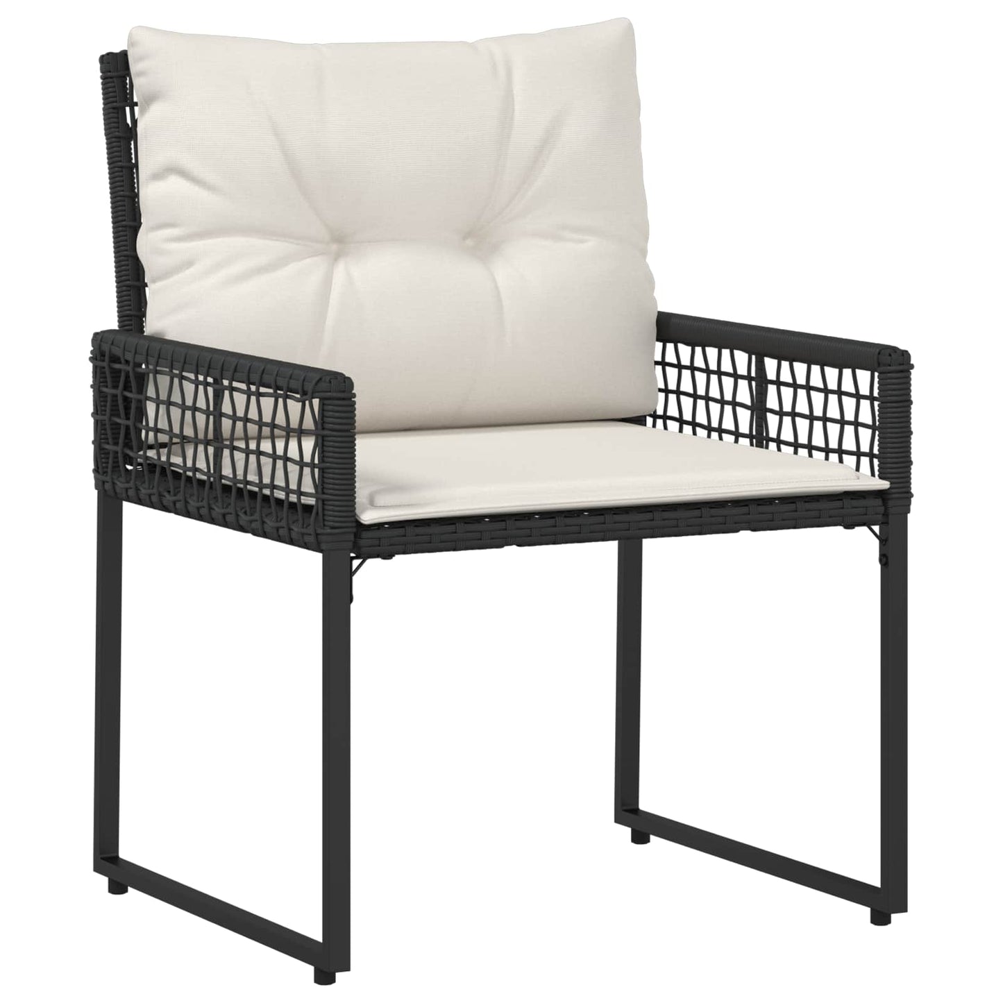 Set di Mobili da Esterno con cuscino 5 pcs Nero e Bianco | homemem39