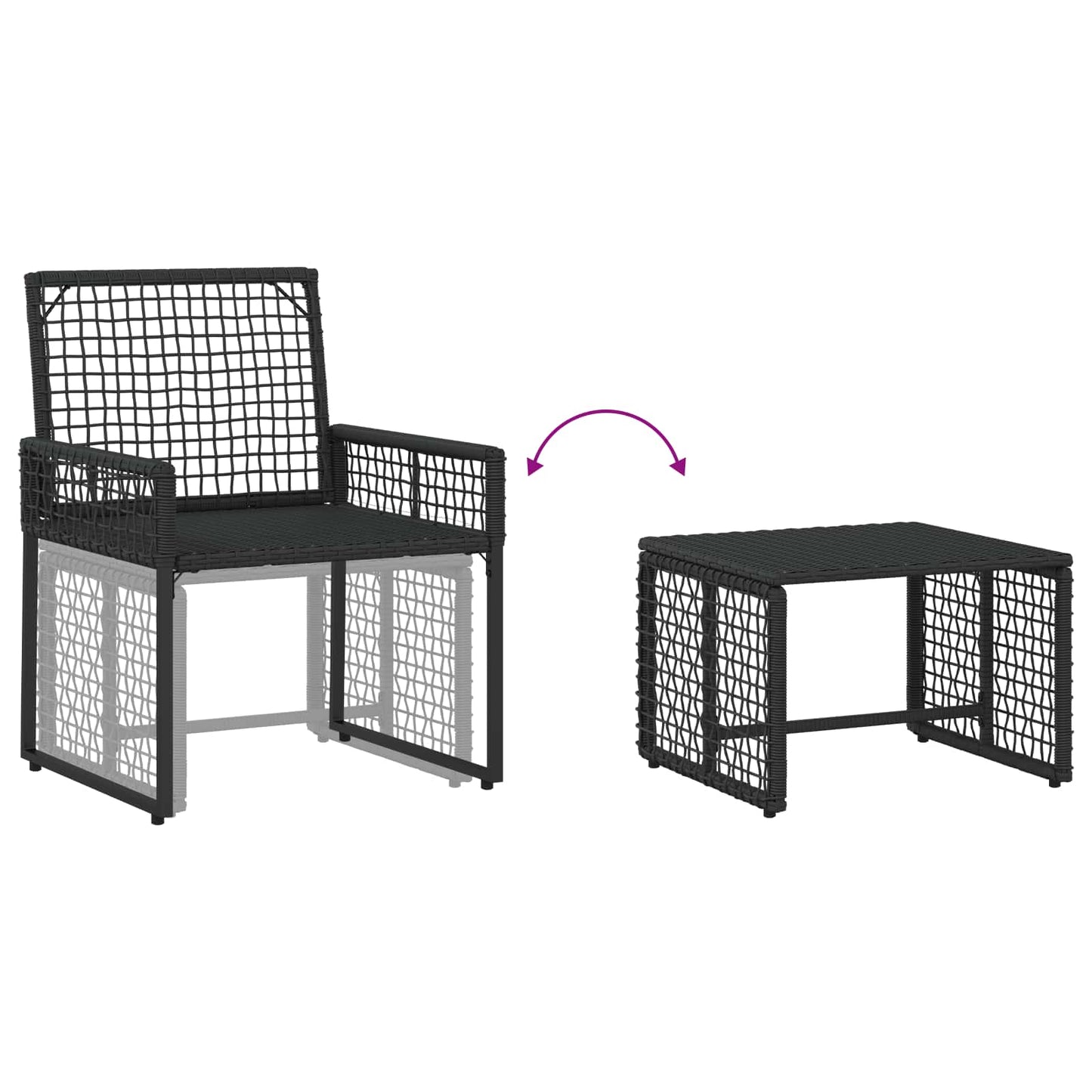 Set di Mobili da Esterno con cuscino 5 pcs Nero e Bianco | homemem39