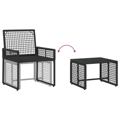 Set di Mobili da Esterno con cuscino 5 pcs Nero e Bianco | homemem39