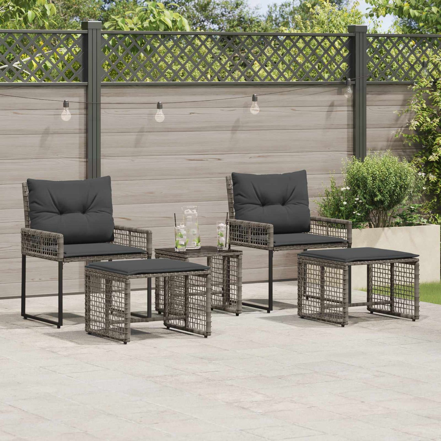 Set di Mobili da Esterno con cuscino 5 pcs Grigio