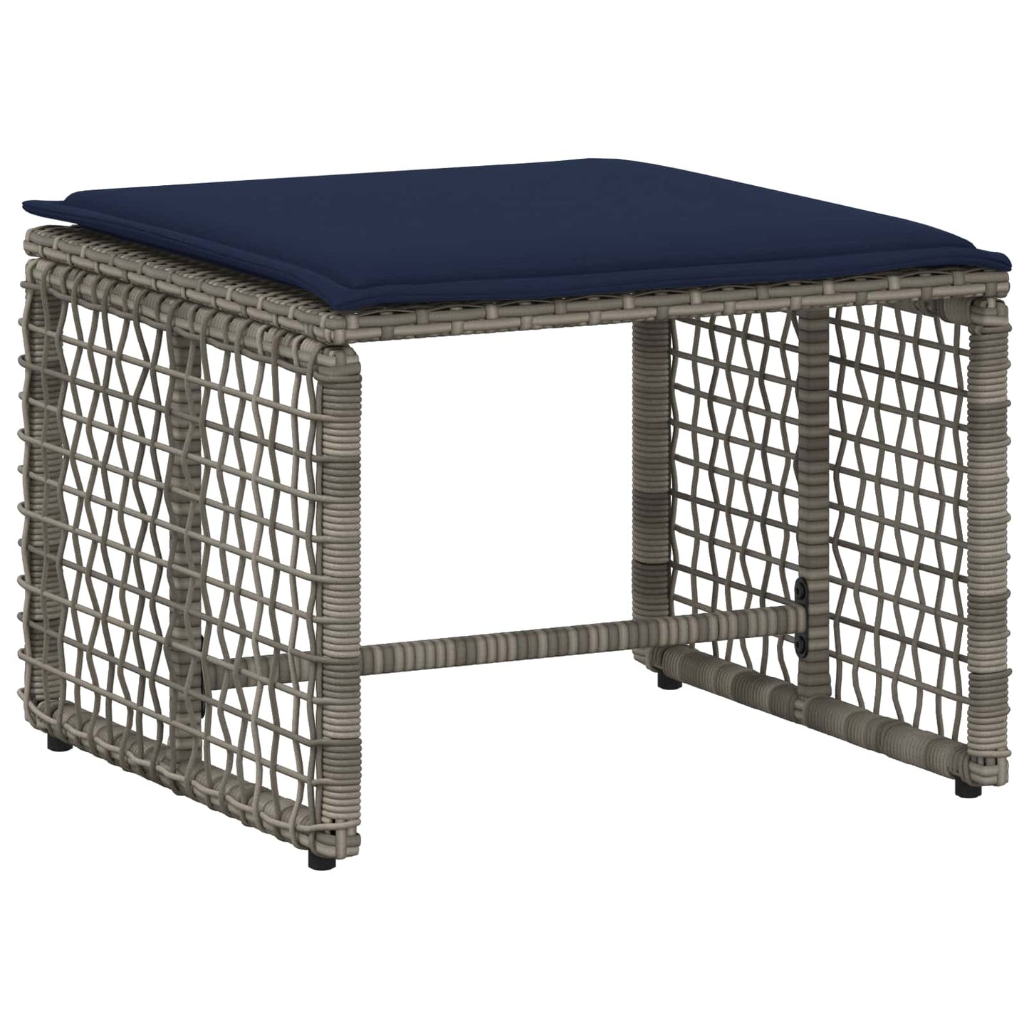 Set di Mobili da Esterno con cuscino 5 pcs Grigio e Blu Navy | homemem39