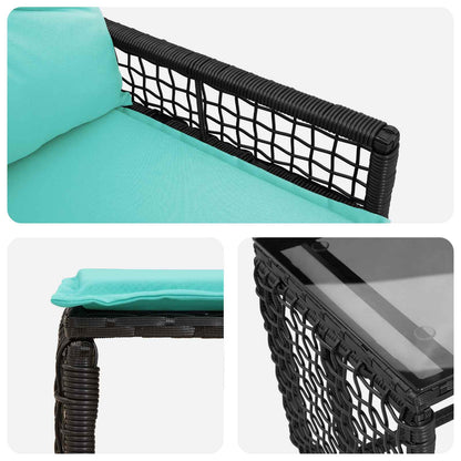 Set di Mobili da Esterno con cuscino 5 pcs Nero e Turchese | homemem39