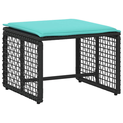 Set di Mobili da Esterno con cuscino 5 pcs Nero e Turchese | homemem39