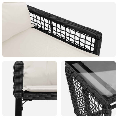 Set di Mobili da Esterno con cuscino 3 pcs Nero e Bianco | homemem39