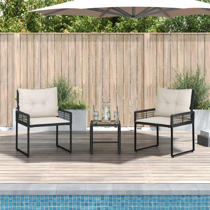 Set di Mobili da Esterno con cuscino 3 pcs Nero e Bianco | homemem39