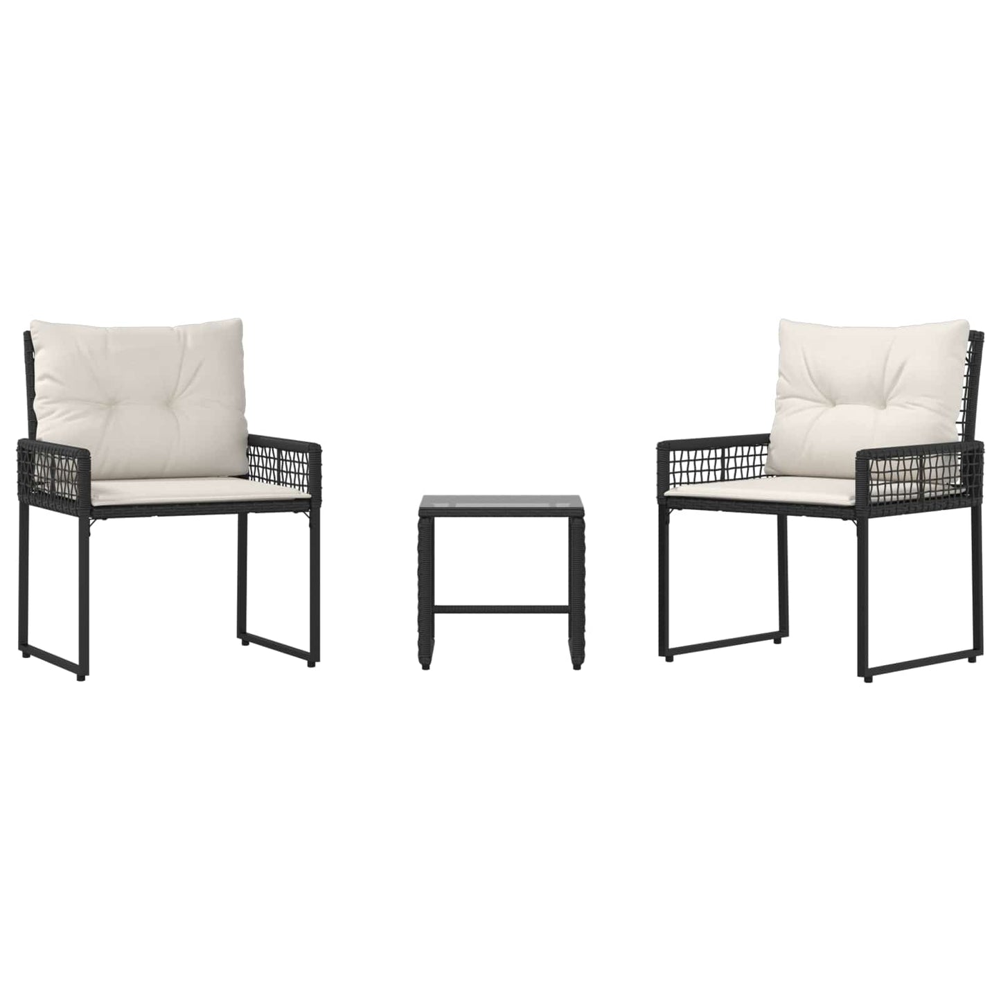 Set di Mobili da Esterno con cuscino 3 pcs Nero e Bianco | homemem39