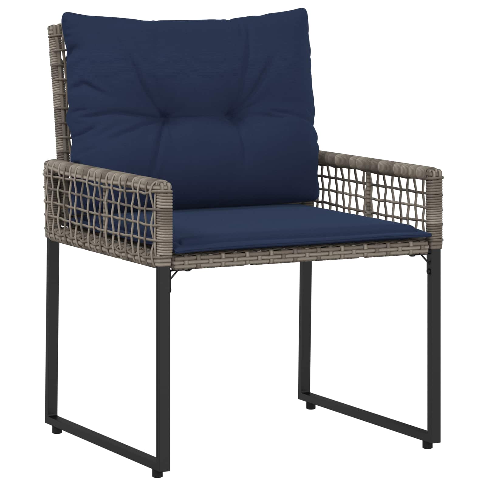 Set di Mobili da Esterno con cuscino 3 pcs Grigio e Blu Navy | homemem39