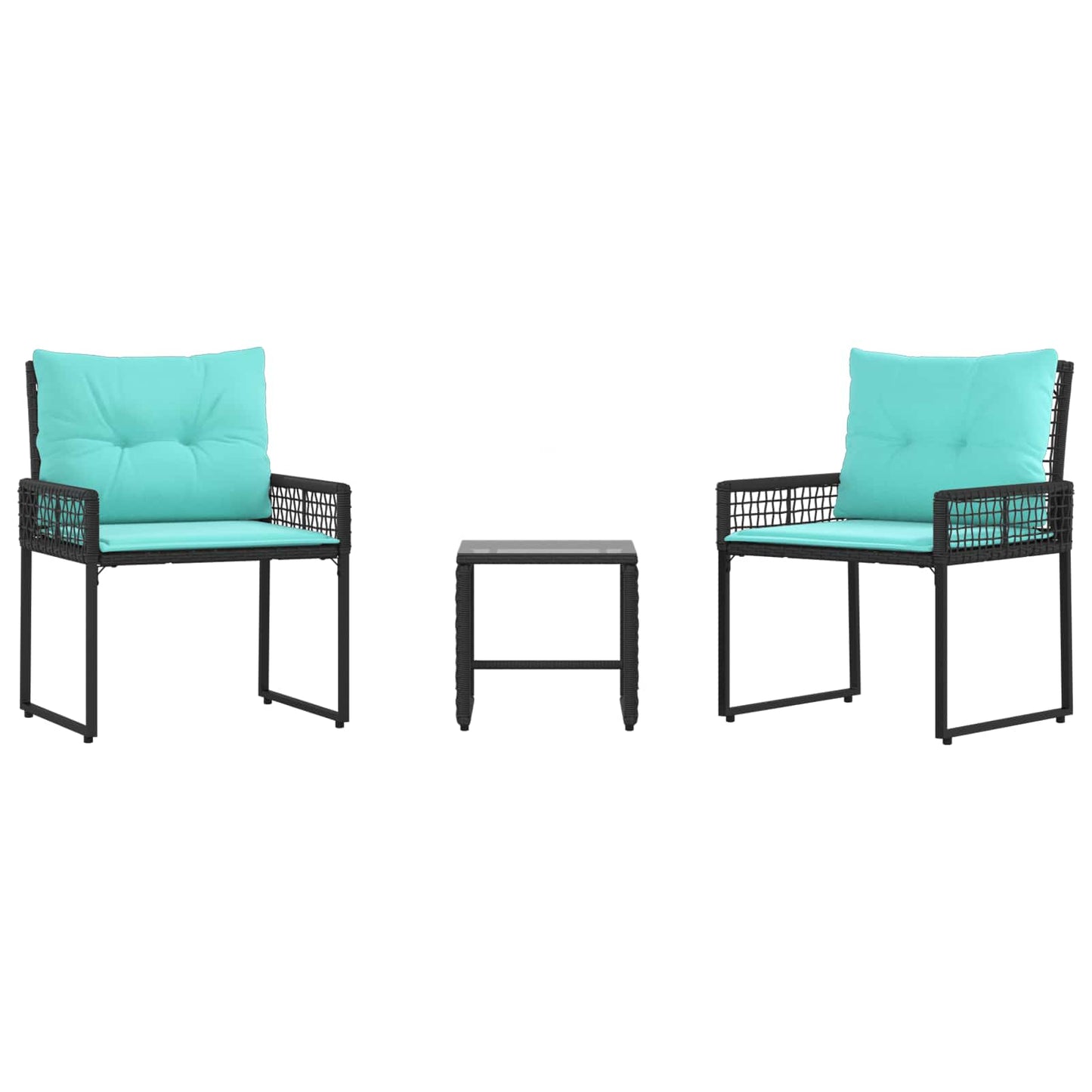 Set di Mobili da Esterno con cuscino 3 pcs Nero e Turchese | homemem39