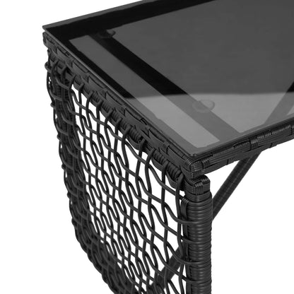 Tavolo da Esterno Nero 80 x 40 x 40 cm Rattan PE e Vetro | homemem39