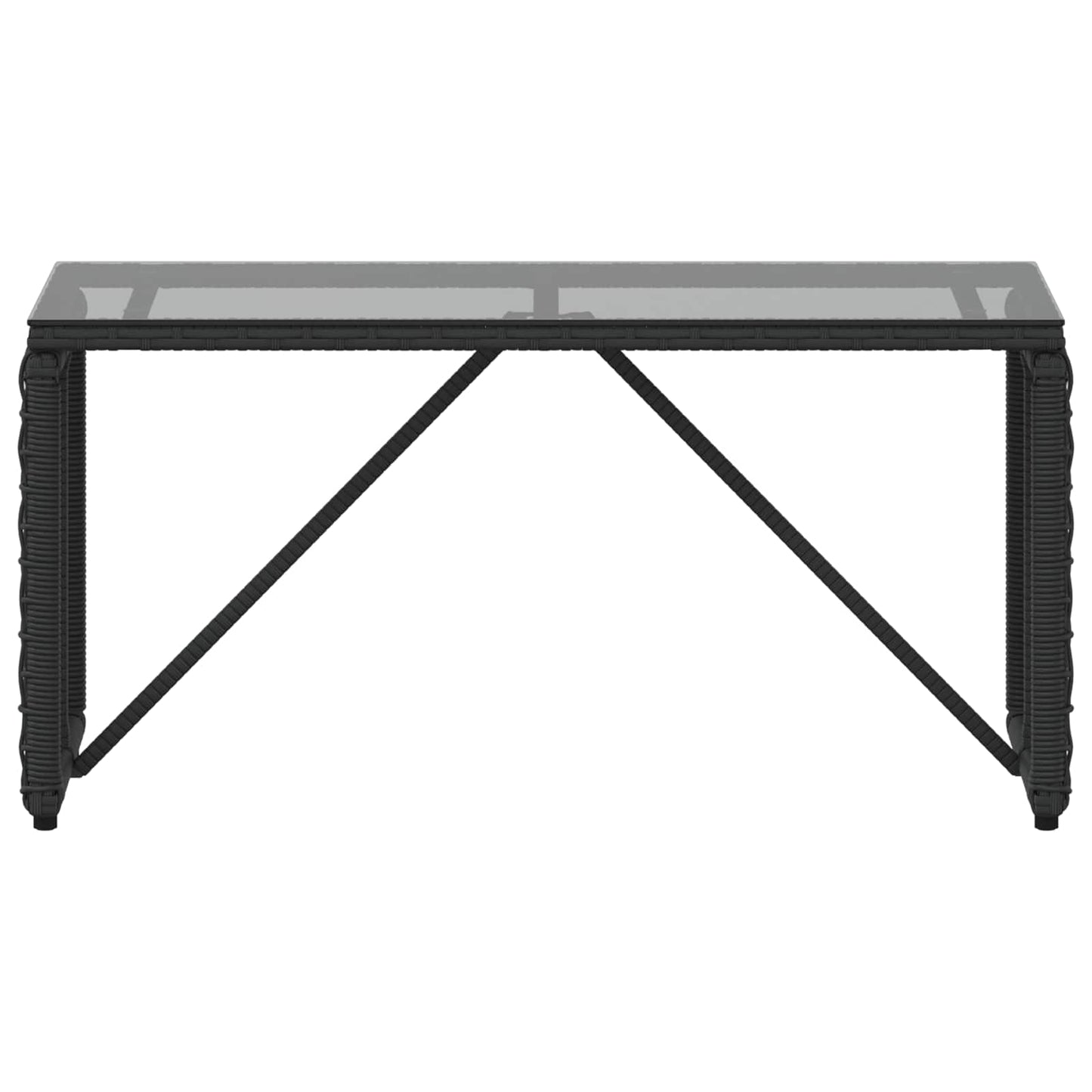 Tavolo da Esterno Nero 80 x 40 x 40 cm Rattan PE e Vetro