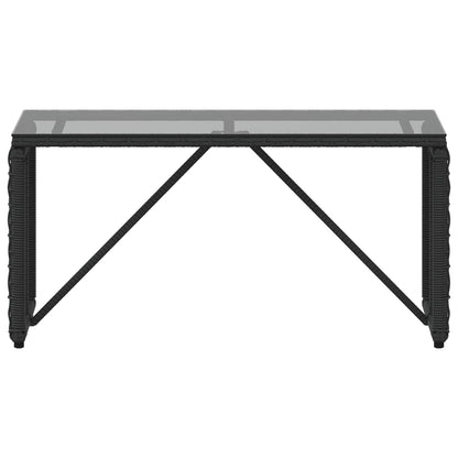 Tavolo da Esterno Nero 80 x 40 x 40 cm Rattan PE e Vetro