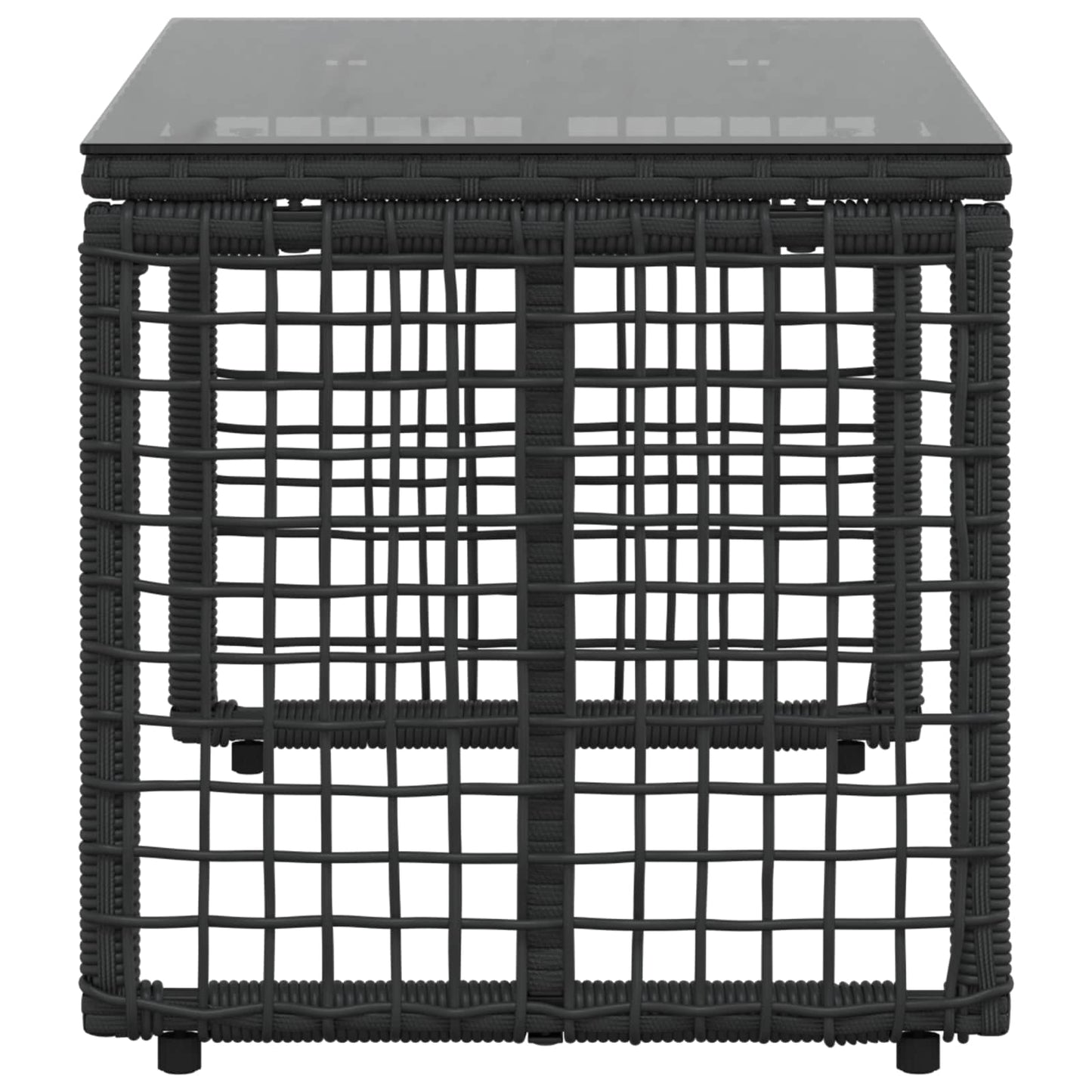 Tavolo da Esterno Nero 80 x 40 x 40 cm Rattan PE e Vetro