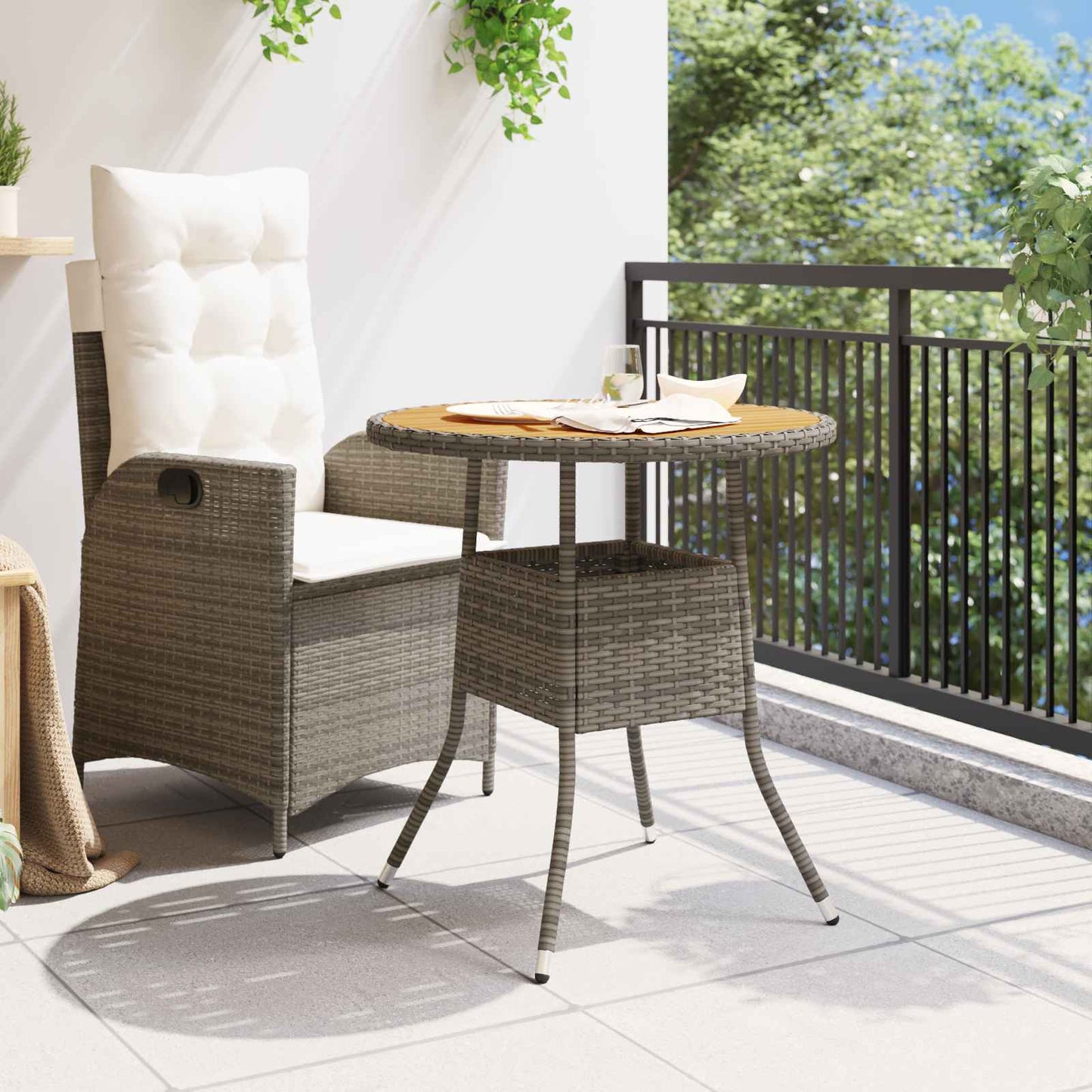 Tavolo per la cena Grigio e Acacia 70 x 70 x 73 cm | homemem39