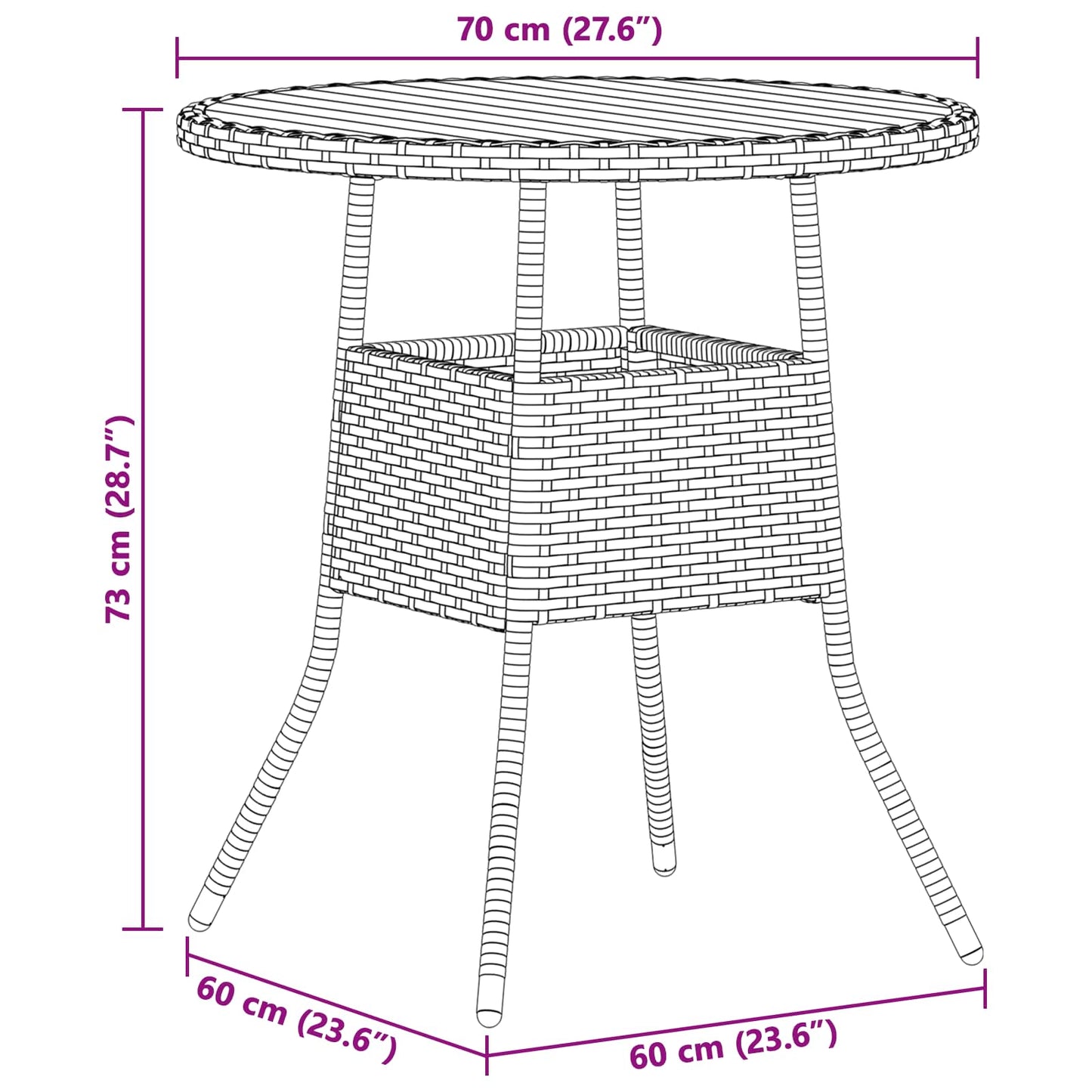 Tavolo per la cena Grigio e Acacia 70 x 70 x 73 cm | homemem39