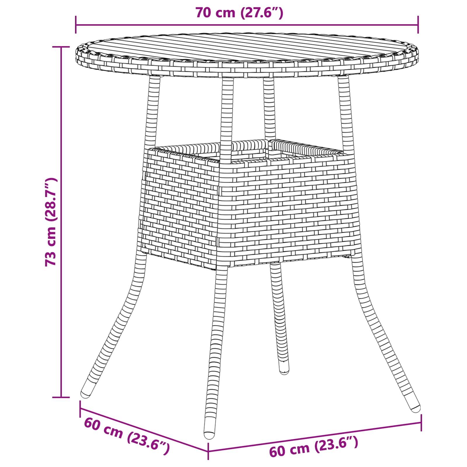 Tavolo per la cena Grigio e Acacia 70 x 70 x 73 cm | homemem39