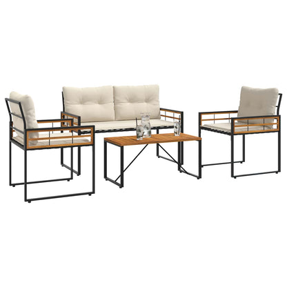 Set di Mobili da Esterno con cuscino 4 pcs Crema