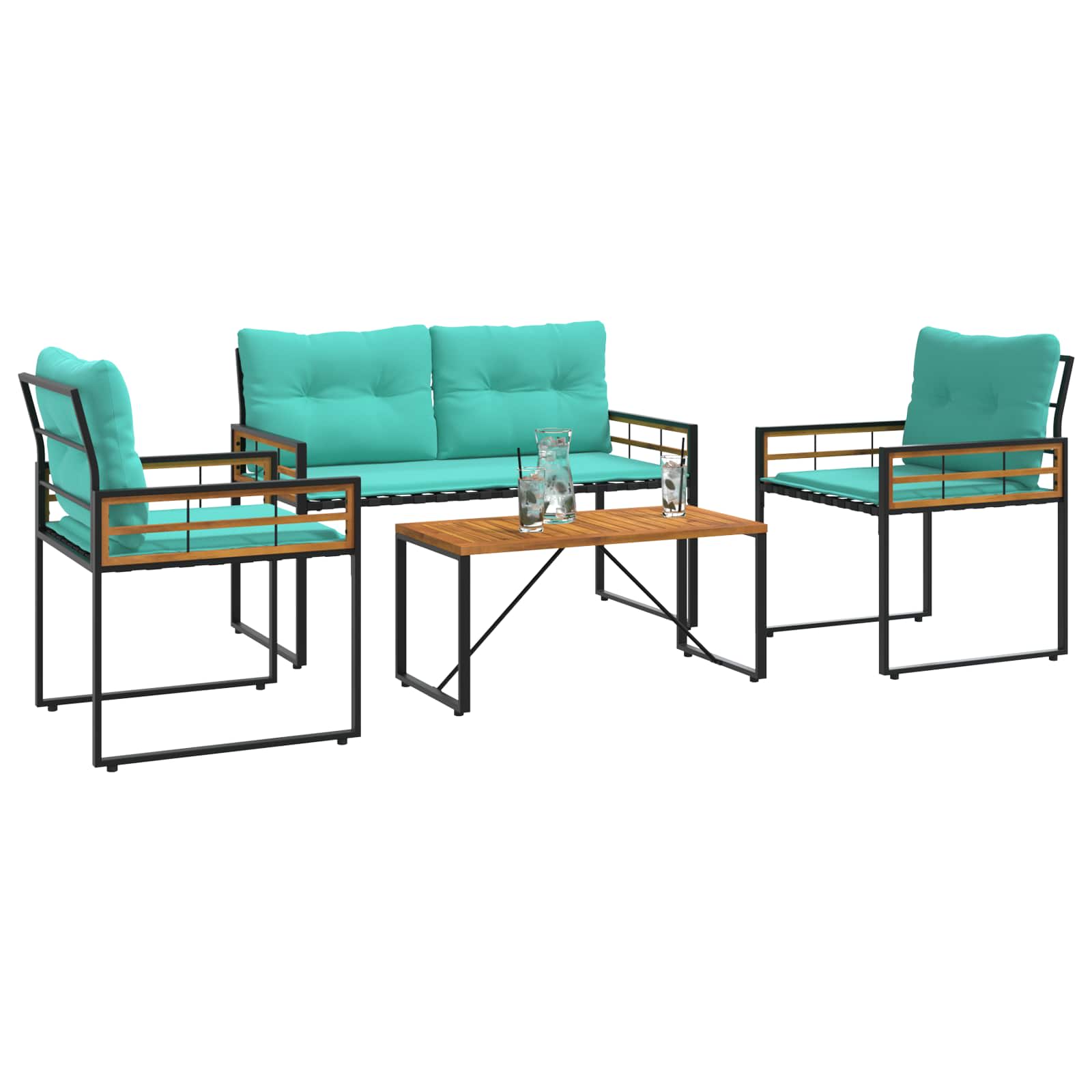 Set di Mobili da Esterno con cuscino 4 pcs Turchese | homemem39