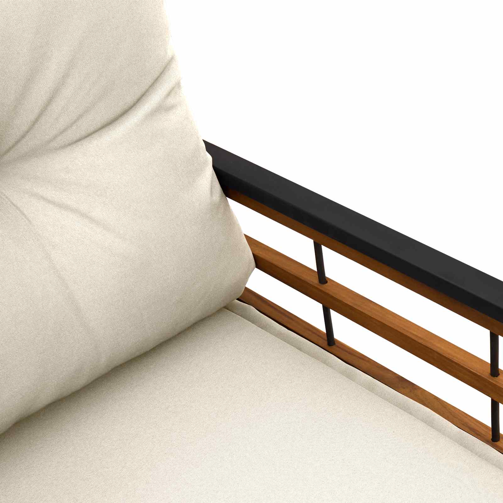 Panchetta in Legno a Strati con cuscino Crema 114 x 55 x 77 cm | homemem39