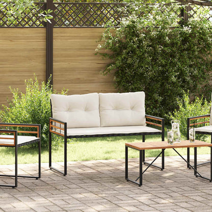 Panchetta in Legno a Strati con cuscino Crema 114 x 55 x 77 cm