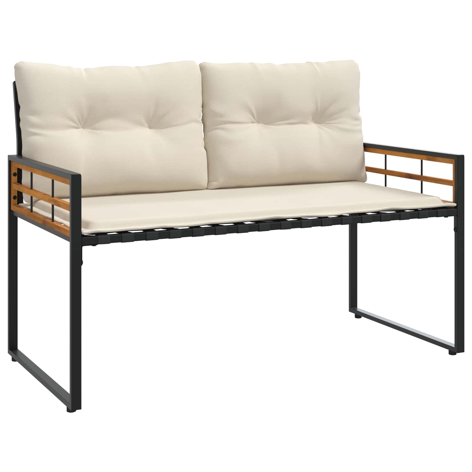 Panchetta in Legno a Strati con cuscino Crema 114 x 55 x 77 cm | homemem39