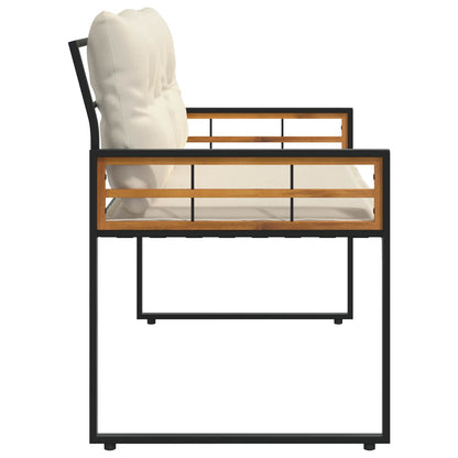 Panchetta in Legno a Strati con cuscino Crema 114 x 55 x 77 cm | homemem39