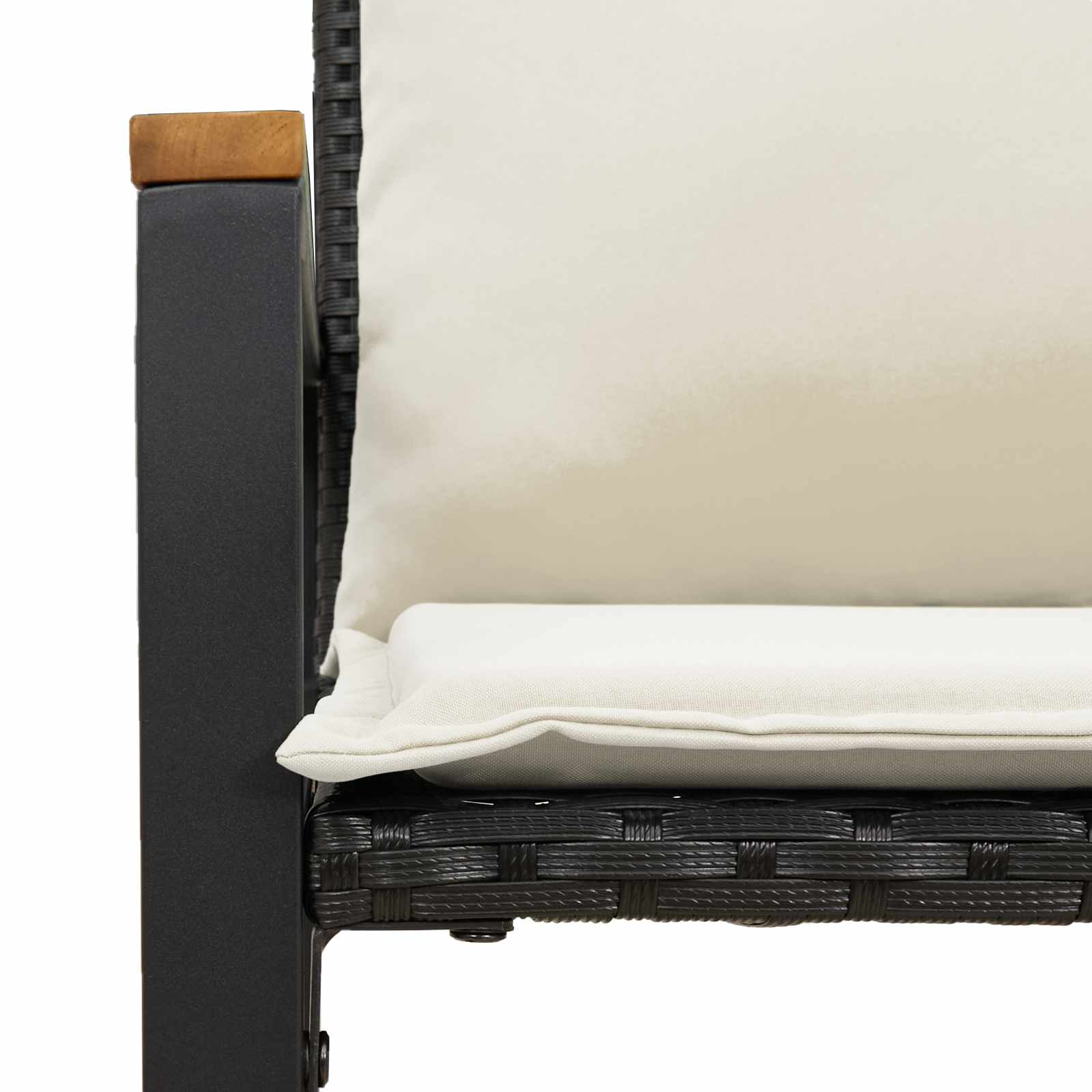 panchina Nero e Bianco Crema 115 x 65 x 72 cm Rattan | homemem39