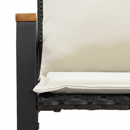 panchina Nero e Bianco Crema 115 x 65 x 72 cm Rattan | homemem39