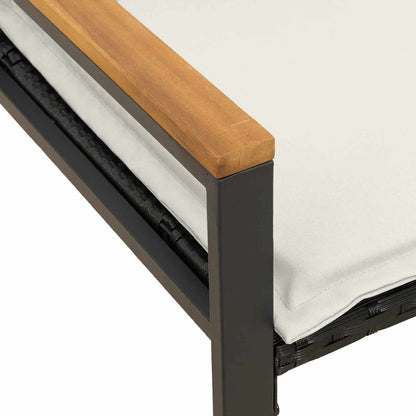 panchina Nero e Bianco Crema 115 x 65 x 72 cm Rattan | homemem39