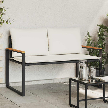 panchina Nero e Bianco Crema 115 x 65 x 72 cm Rattan | homemem39