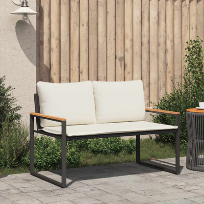 panchina Nero e Bianco Crema 115 x 65 x 72 cm Rattan | homemem39
