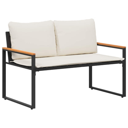 panchina Nero e Bianco Crema 115 x 65 x 72 cm Rattan | homemem39