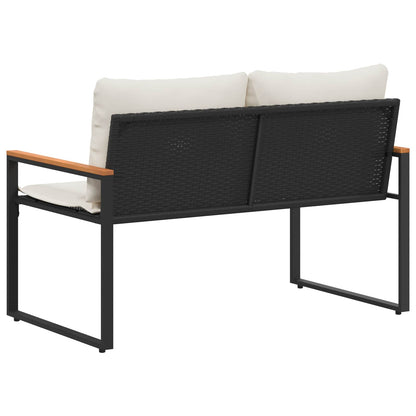 panchina Nero e Bianco Crema 115 x 65 x 72 cm Rattan