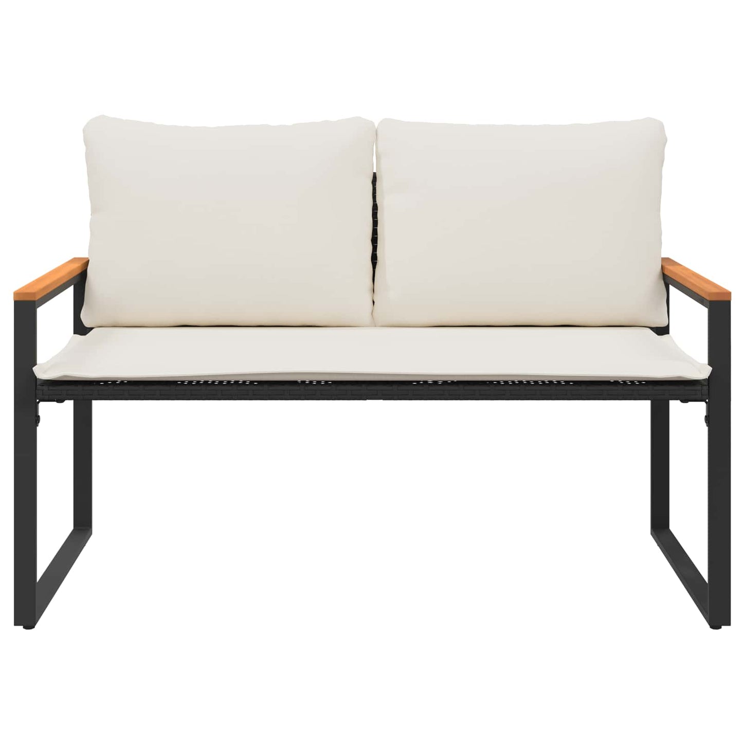 panchina Nero e Bianco Crema 115 x 65 x 72 cm Rattan | homemem39