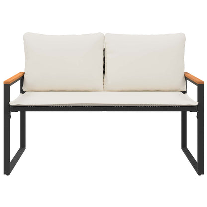 panchina Nero e Bianco Crema 115 x 65 x 72 cm Rattan | homemem39
