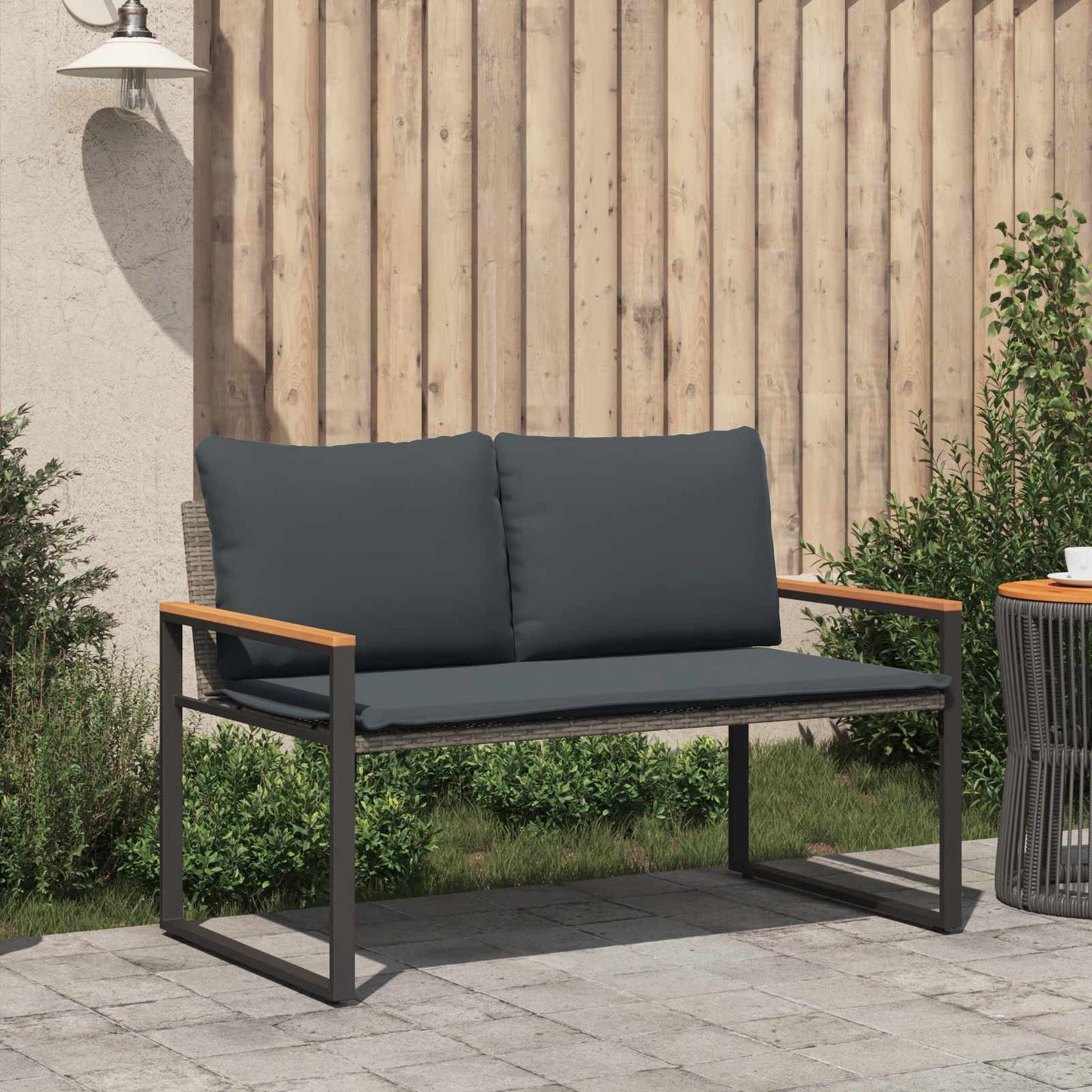 panchina Grigio e Grigio Scuro 115 x 65 x 72 cm Rattan | homemem39