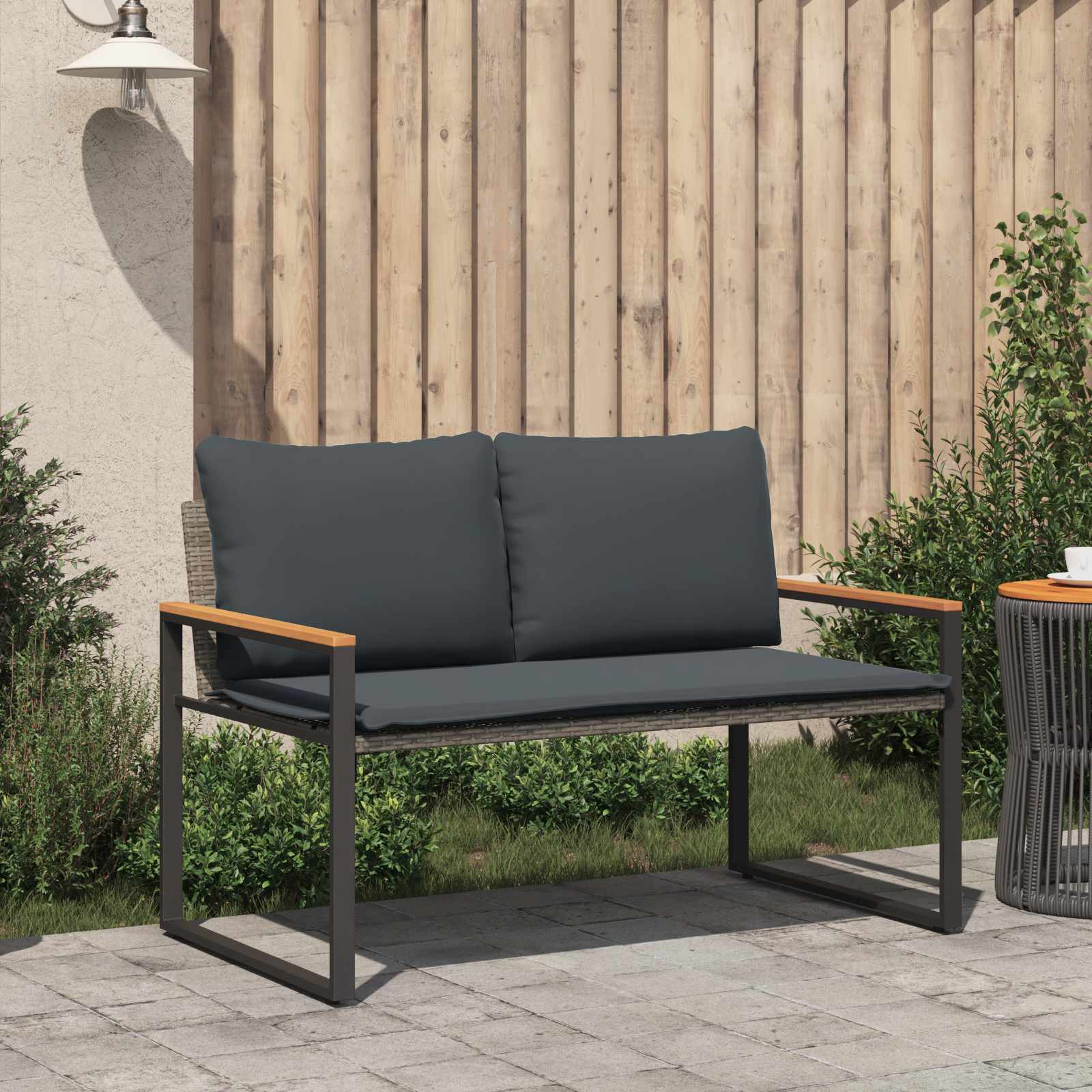 panchina Grigio e Grigio Scuro 115 x 65 x 72 cm Rattan | homemem39