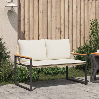 panchina Beige e Bianco Crema 115 x 65 x 72 cm Rattan | homemem39