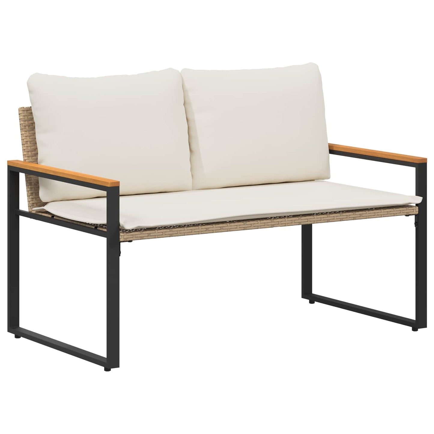 panchina Beige e Bianco Crema 115 x 65 x 72 cm Rattan | homemem39