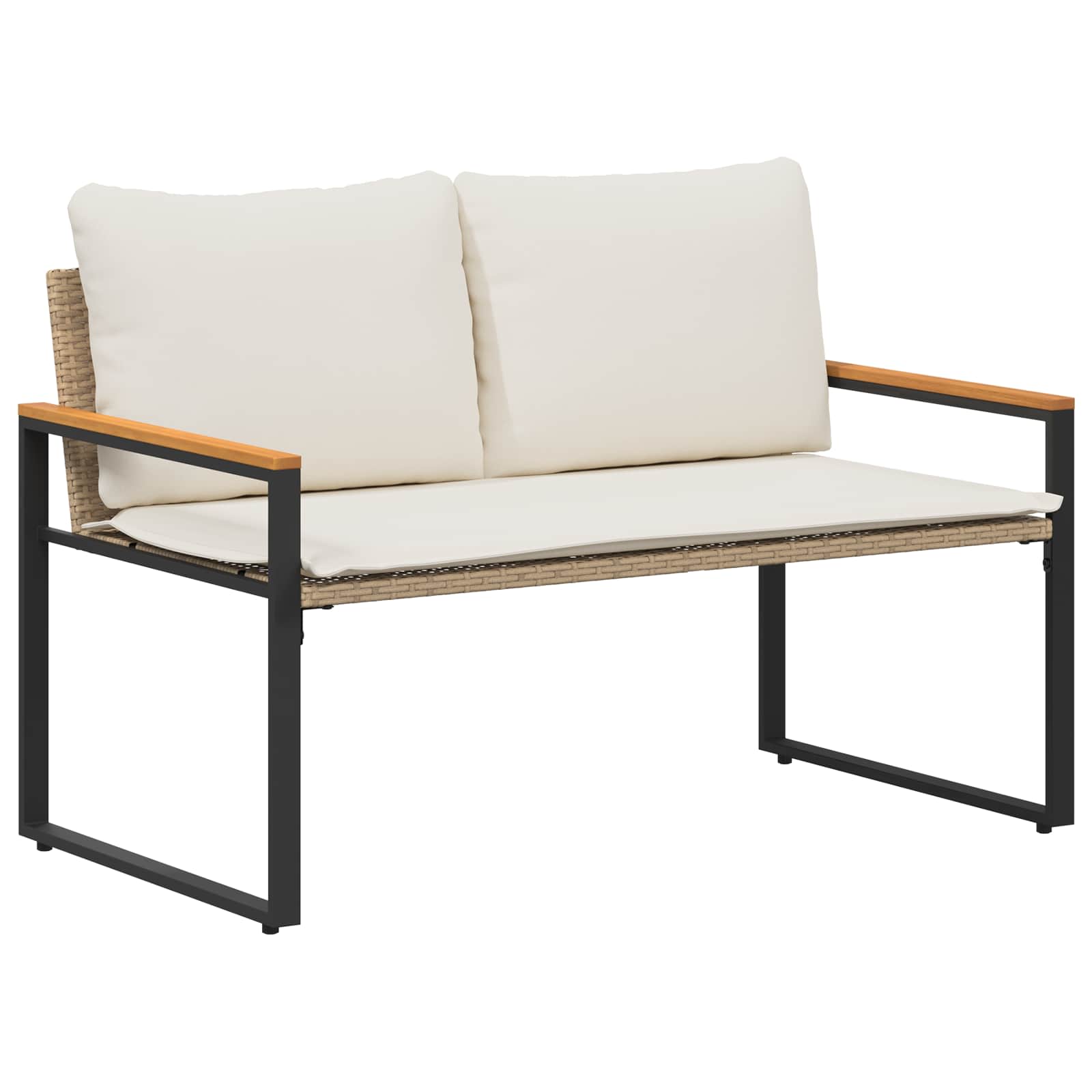 panchina Beige e Bianco Crema 115 x 65 x 72 cm Rattan | homemem39