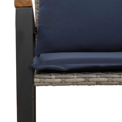 panchina con cuscino Grigio e Blu Navy 115 x 65 x 72 cm Rattan | homemem39
