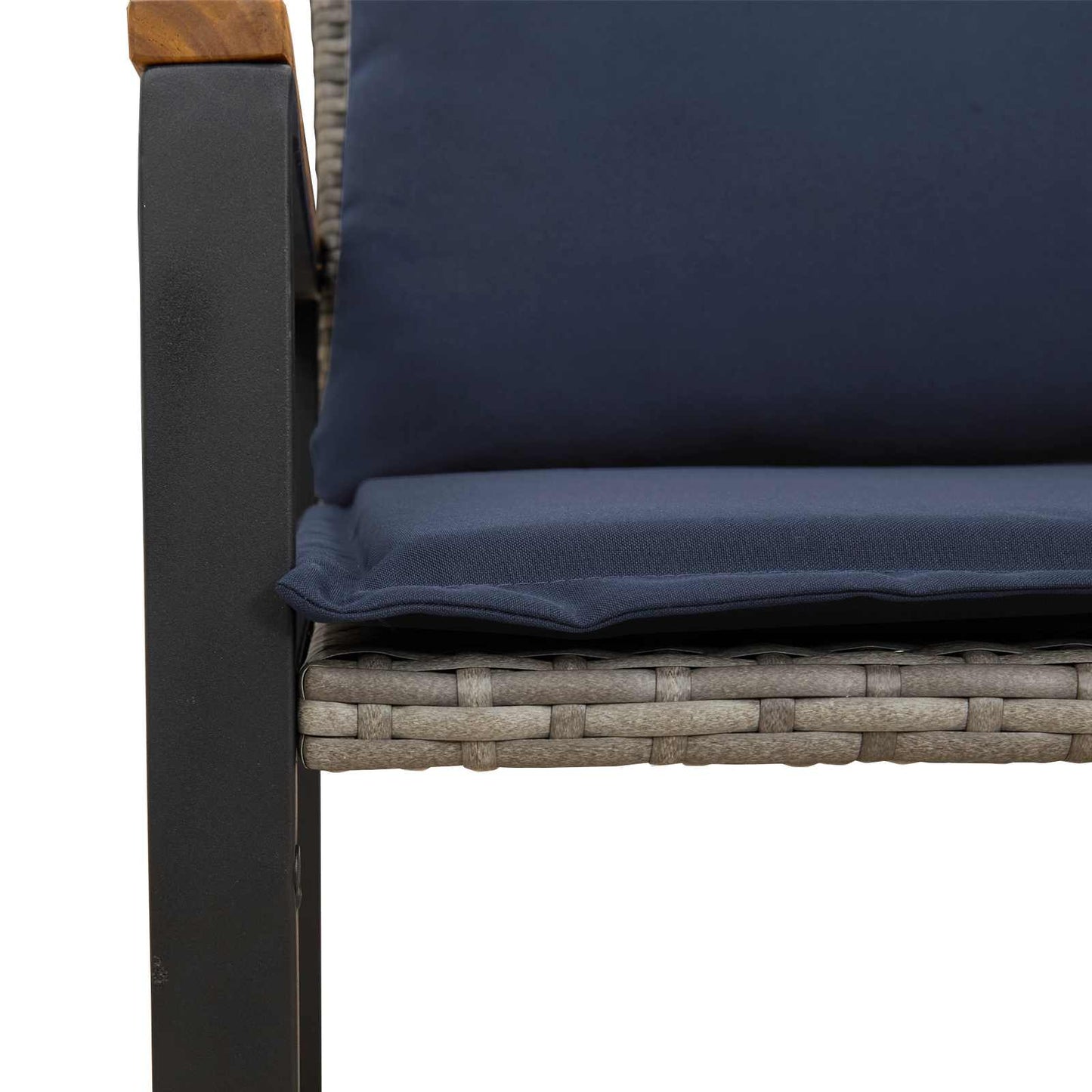 panchina con cuscino Grigio e Blu Navy 115 x 65 x 72 cm Rattan