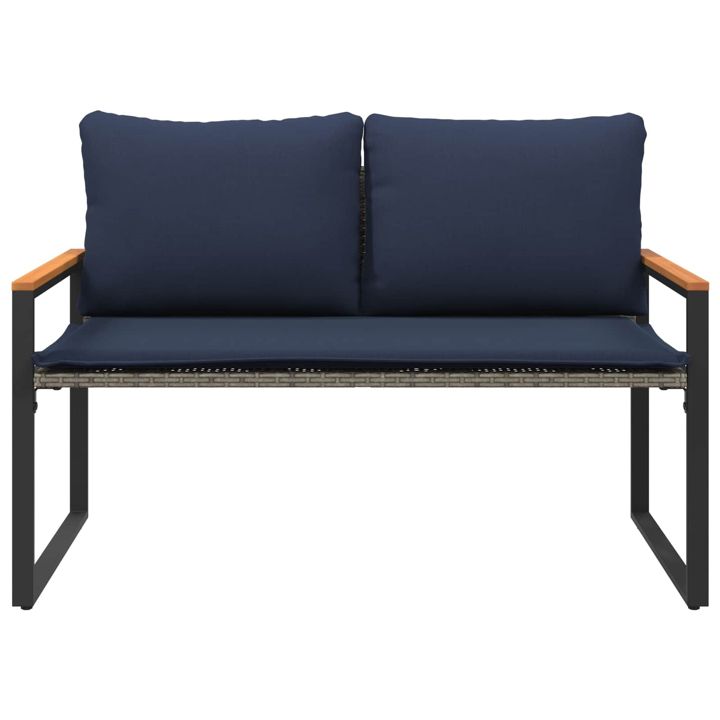 panchina con cuscino Grigio e Blu Navy 115 x 65 x 72 cm Rattan | homemem39