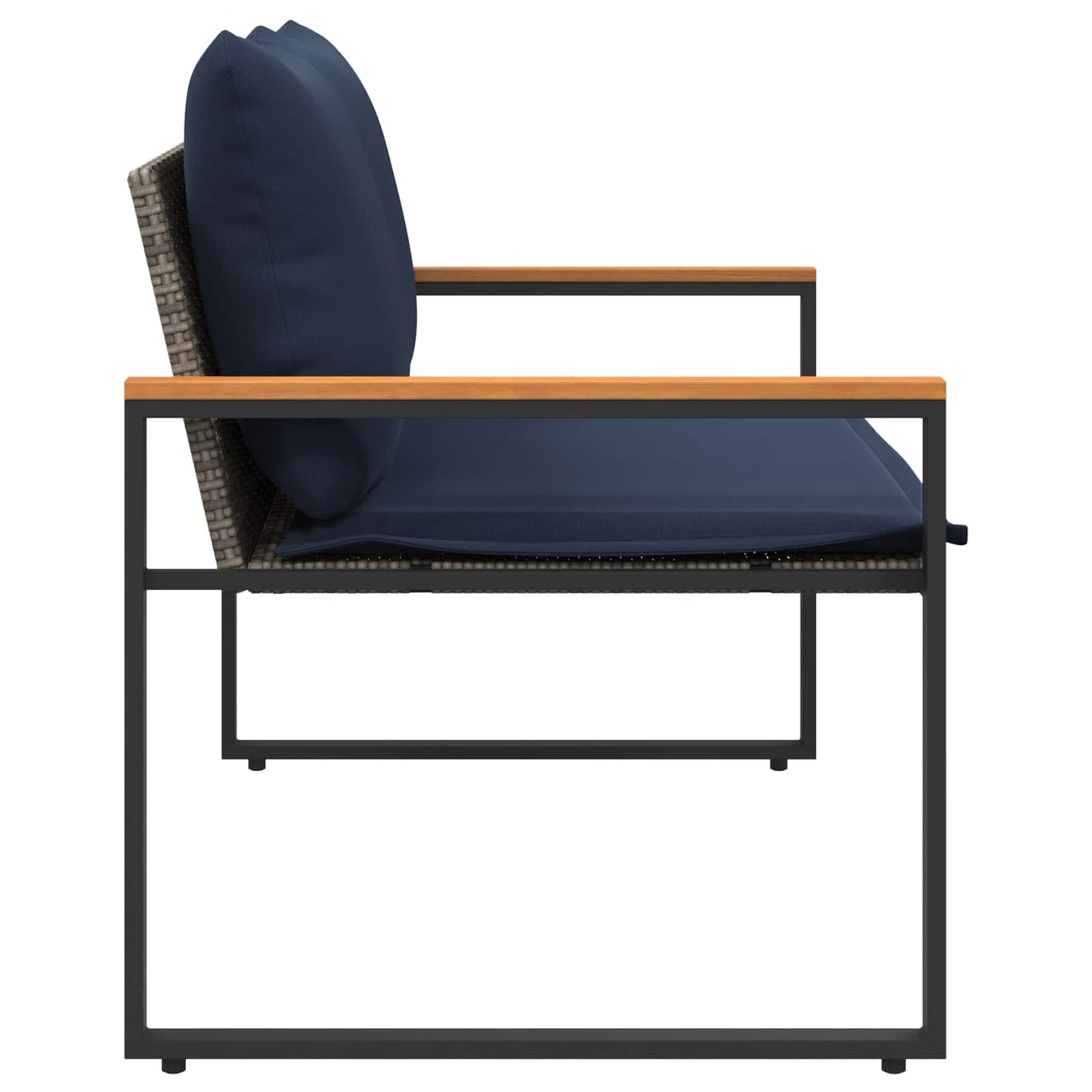 panchina con cuscino Grigio e Blu Navy 115 x 65 x 72 cm Rattan