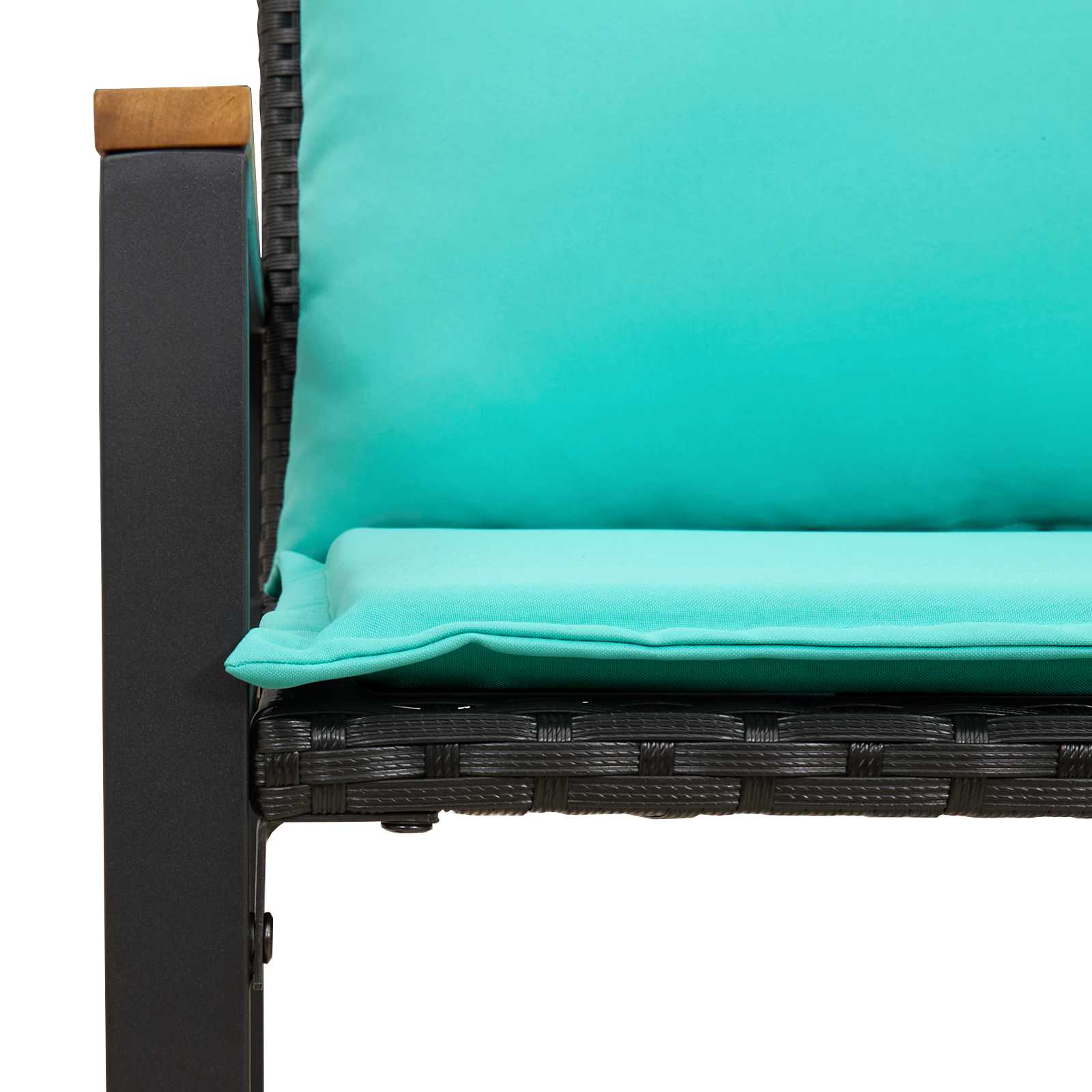 panchina con cuscino Nero e Turchese 115 x 65 x 72 cm Rattan | homemem39