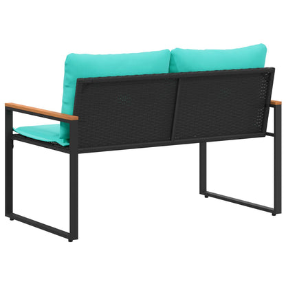panchina con cuscino Nero e Turchese 115 x 65 x 72 cm Rattan | homemem39