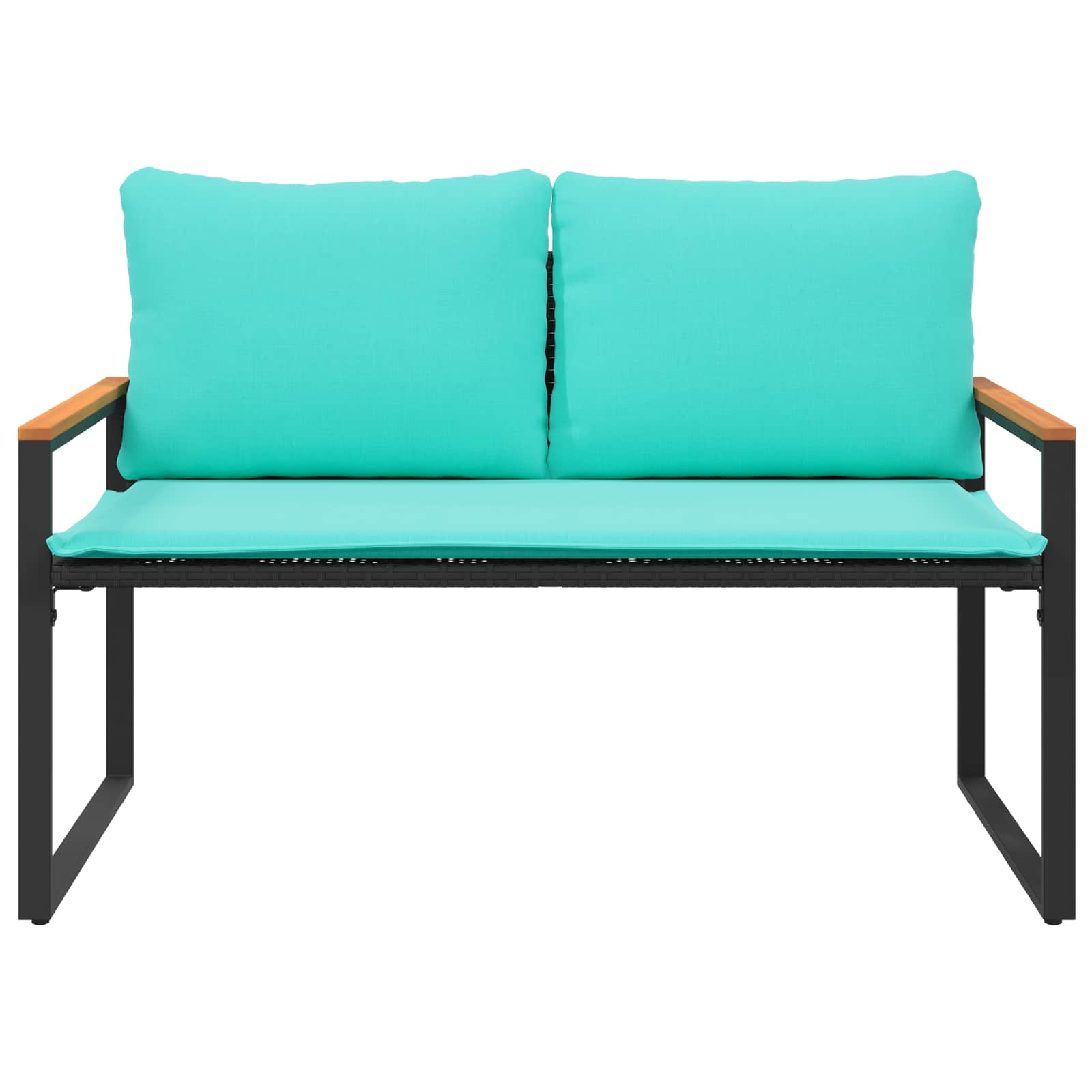 panchina con cuscino Nero e Turchese 115 x 65 x 72 cm Rattan | homemem39