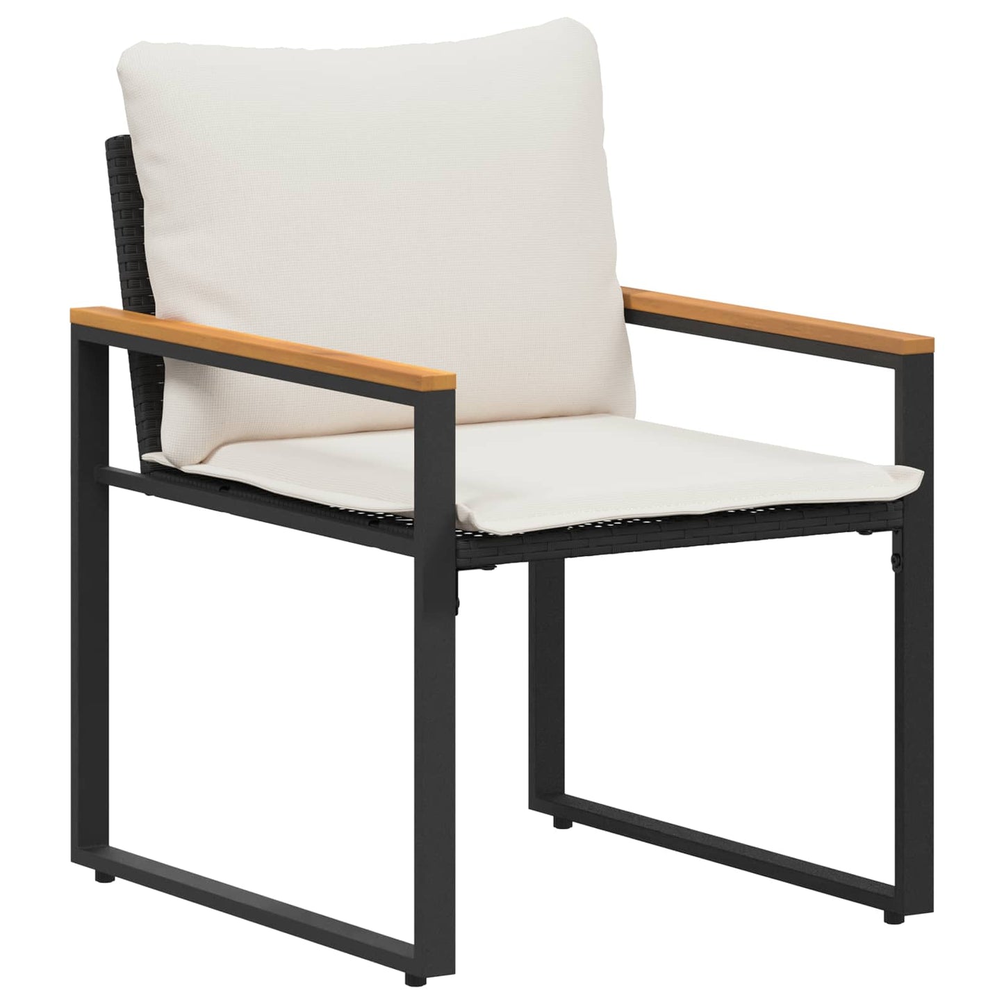Set di Mobili con cuscino 3 pcs Nero e Bianco Crema Rattan | homemem39