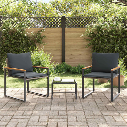 Set di Mobili con cuscino 3 pcs Grigio e Grigio Scuro Rattan | homemem39