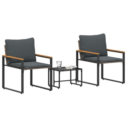 Set di Mobili con cuscino 3 pcs Grigio e Grigio Scuro Rattan | homemem39