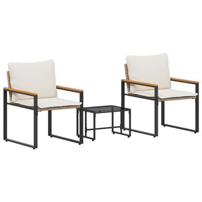 Set di Mobili con cuscino 3 pcs Beige e Bianco Crema Rattan | homemem39